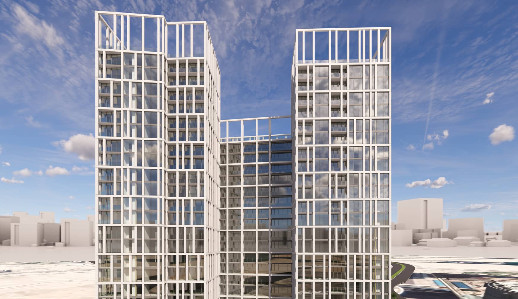 Reem Nine Waterfront Elevation — Waterfront elevation of Reem Nine highlighting its premium location, serene canal views, and upscale residential presence.