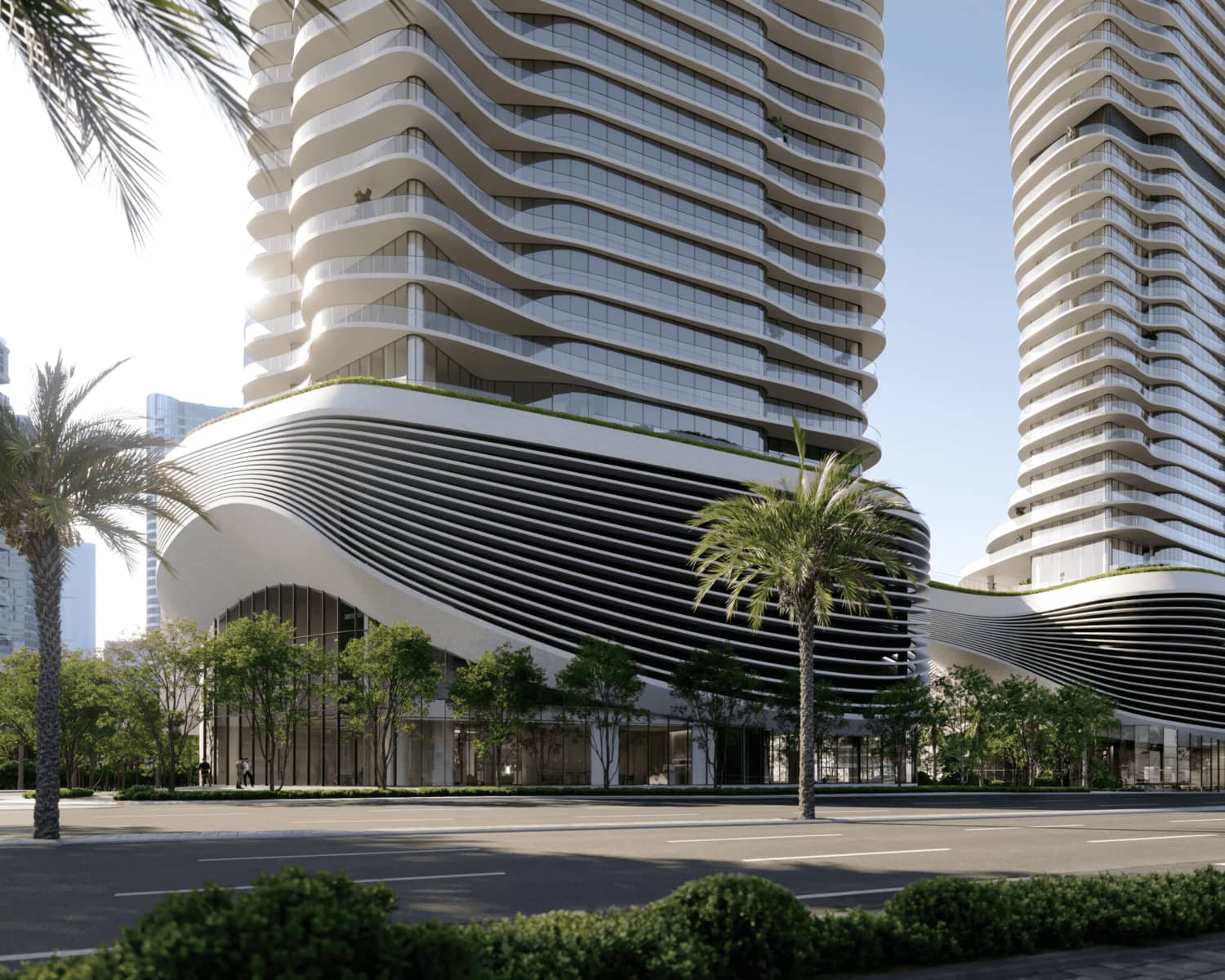 Aerial exterior view of SAAS Heights Al Reem Island Abu Dhabi showcasing mangrove and sea views from luxury towers.
