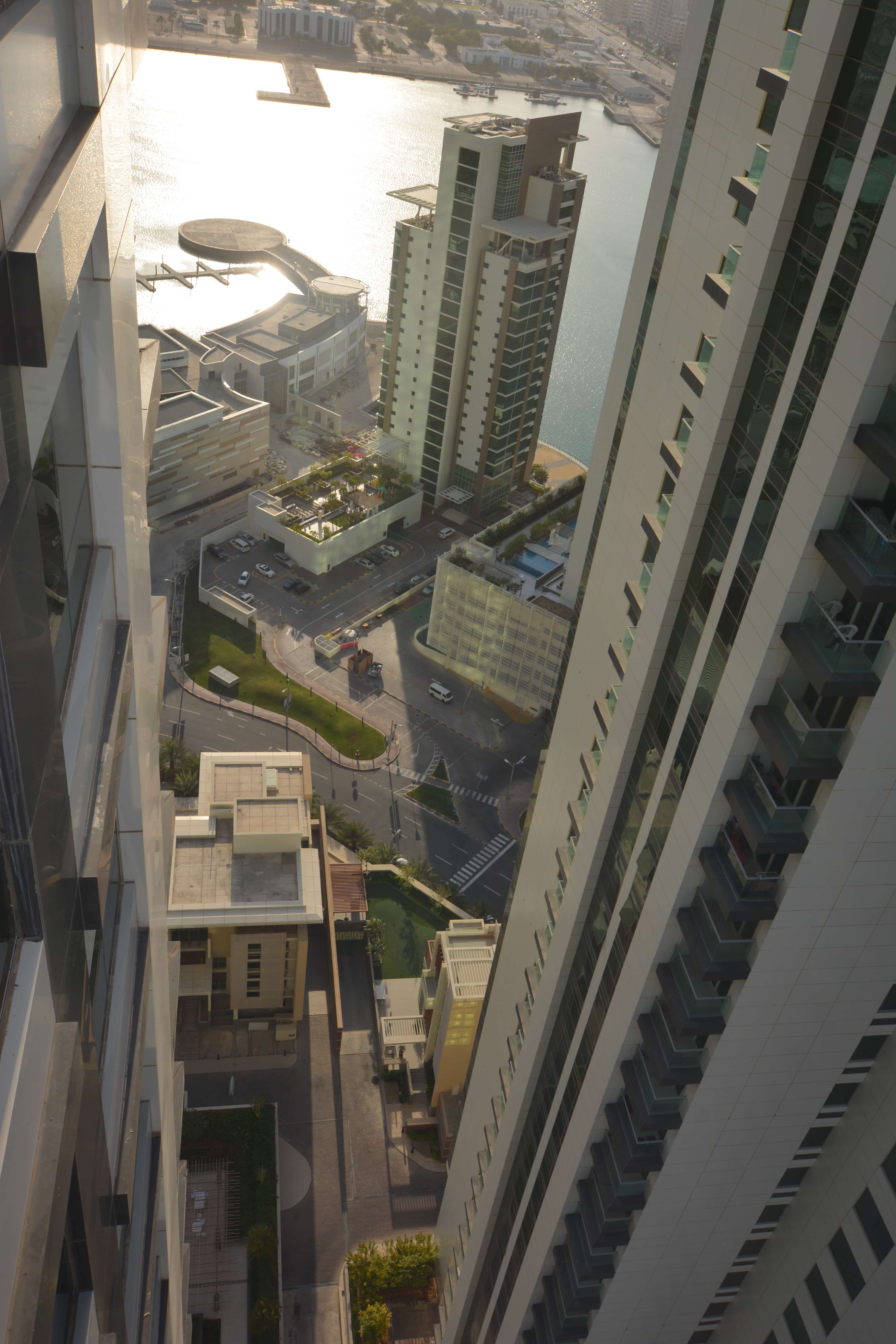 Al Maha Tower exterior façade rising above Marina Square, Al Reem Island Abu Dhabi