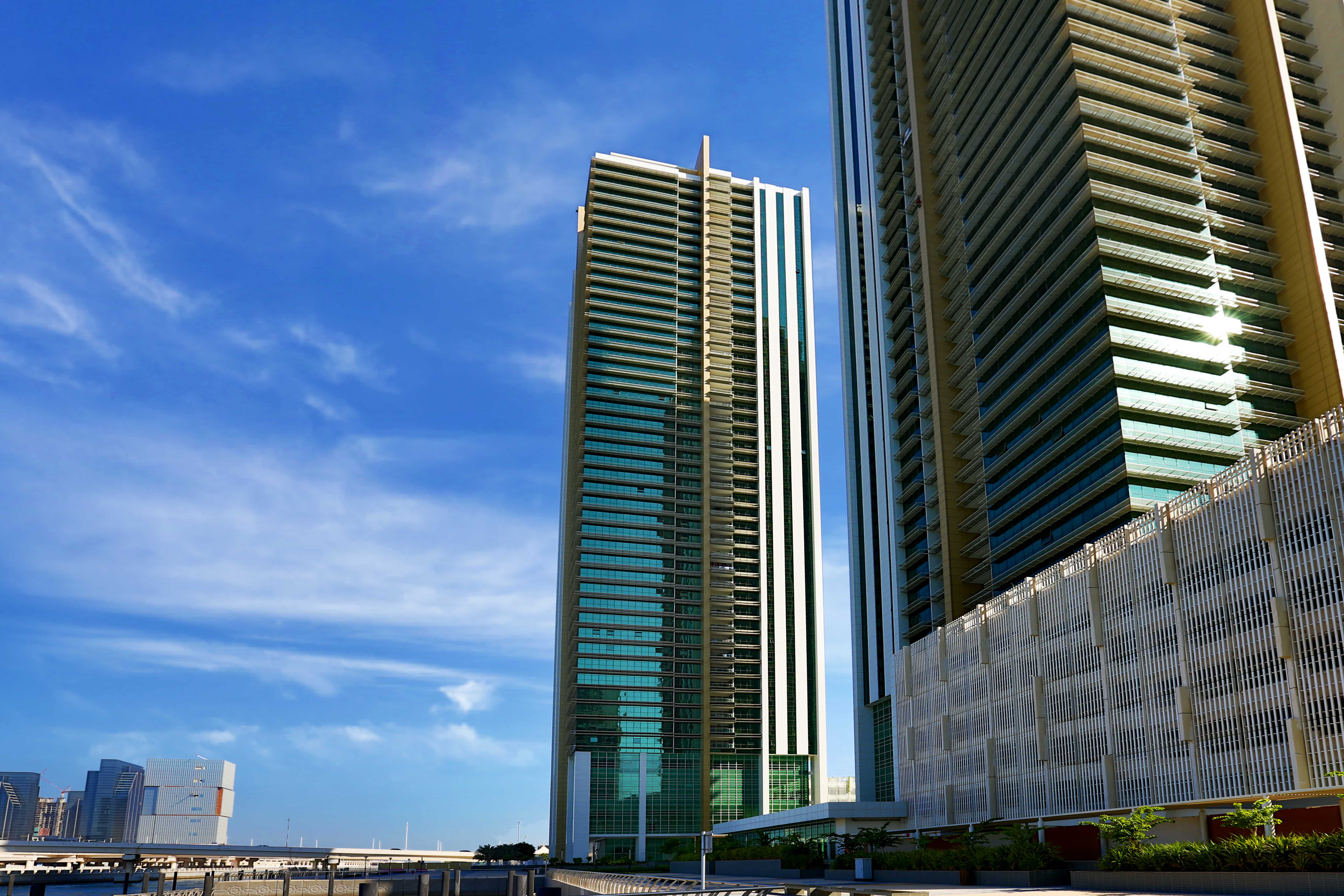 Ocean Terrace Tower skyline view in Al Reem Island – premium waterfront apartments in Abu Dhabi real estate market.
